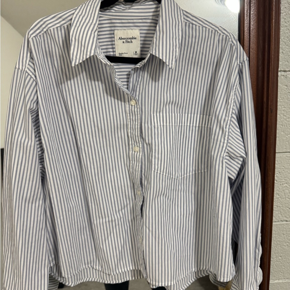 Abercrombie & Fitch Blue and White Striped Shirt